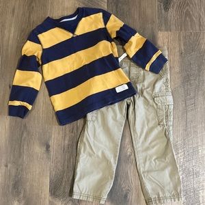 Carter’s 4T long sleeved shirt and elastic waist khaki pants